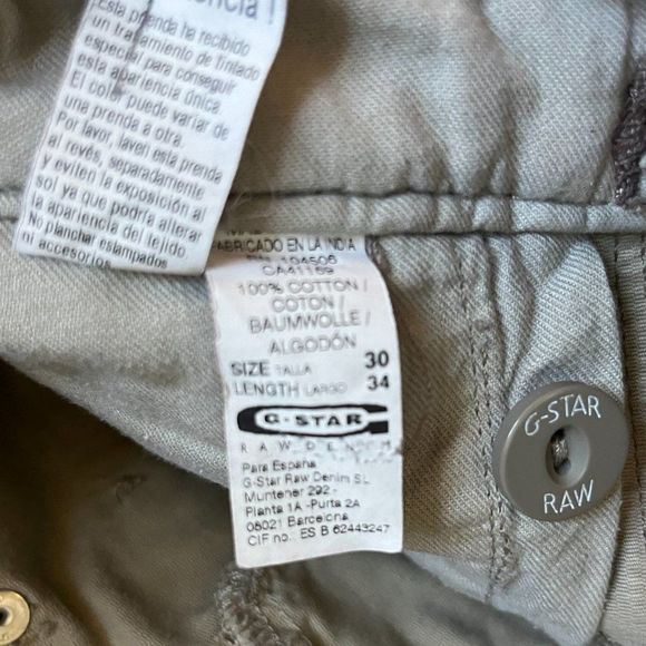 G-STAR RAW 100% Cotton Khakis Straight Leg Pants Trousers   Mens Size 30 - Picture 3 of 10